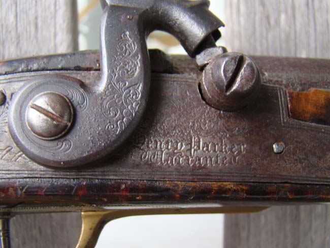 A fine silver inlaid curly maple Pennsylvania percussion long rifle by Joseph Douglass of Huntington county circa 1850-1860. — image 5